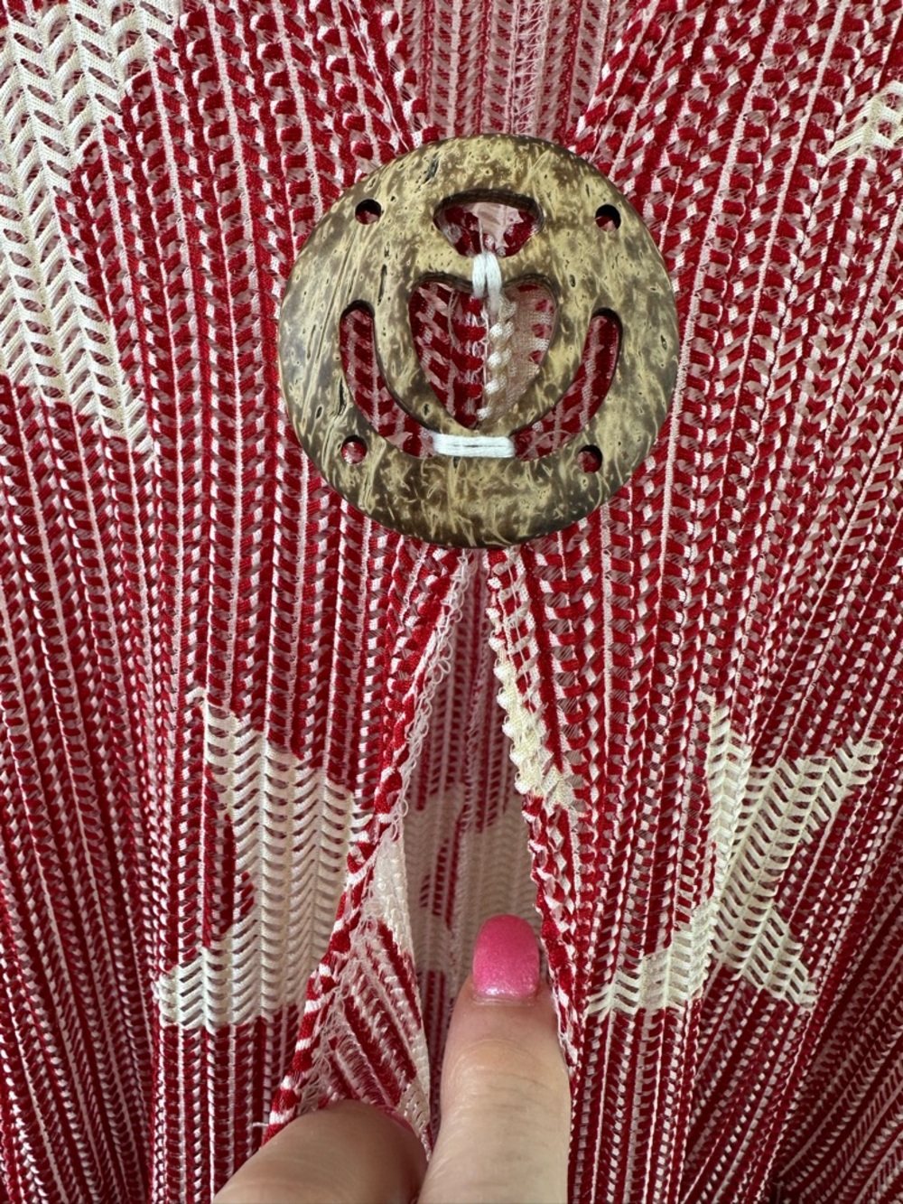 Paradise Red White Stars Swim Cover Up Pockets Sleeveless Medium Large - Picture 9 of 14